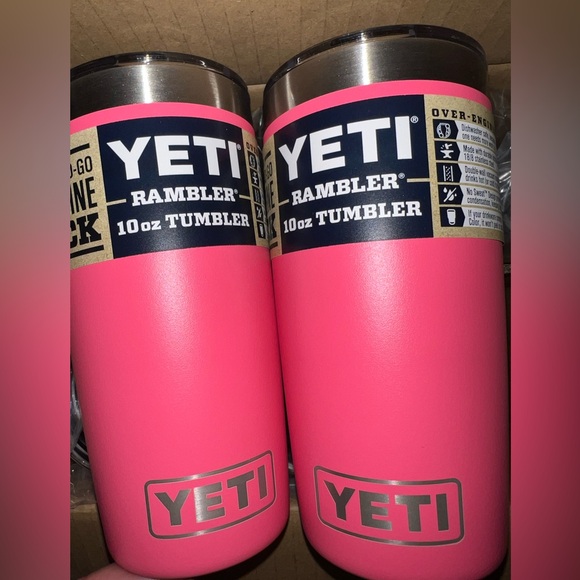 NEW YETI Rambler 10oz tumblers w/MagSlider Lid, Tropical Pink (set of 2) - Picture 1 of 3
